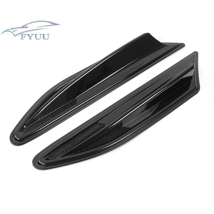 2 x Universal Glossy Black Car Side Fender Decoration Air Outlet Vent Cover Trim