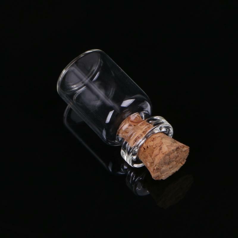10pcs Mini Glass Wish Bottle Vial with Cork Stopper Storage Pendant 0.5/1/2/20mL