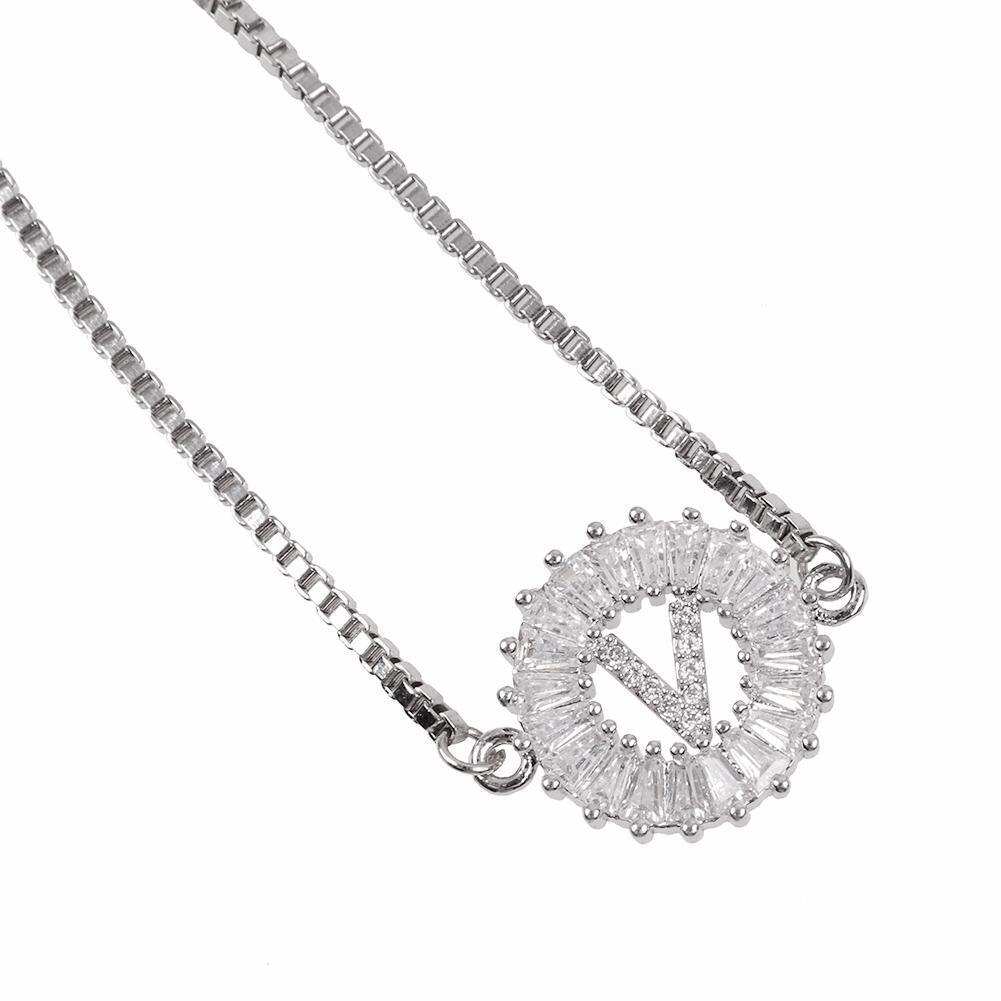 Zircon 26 Letters Bracelet Fashion Chain Bracelets Lady Jewelry Gifts (V)