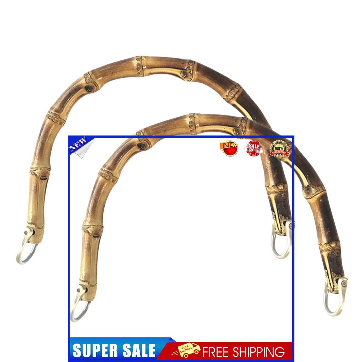 2pcs Bamboo Handles for Purses and Bags Replacement for DIY Straw Handbags
