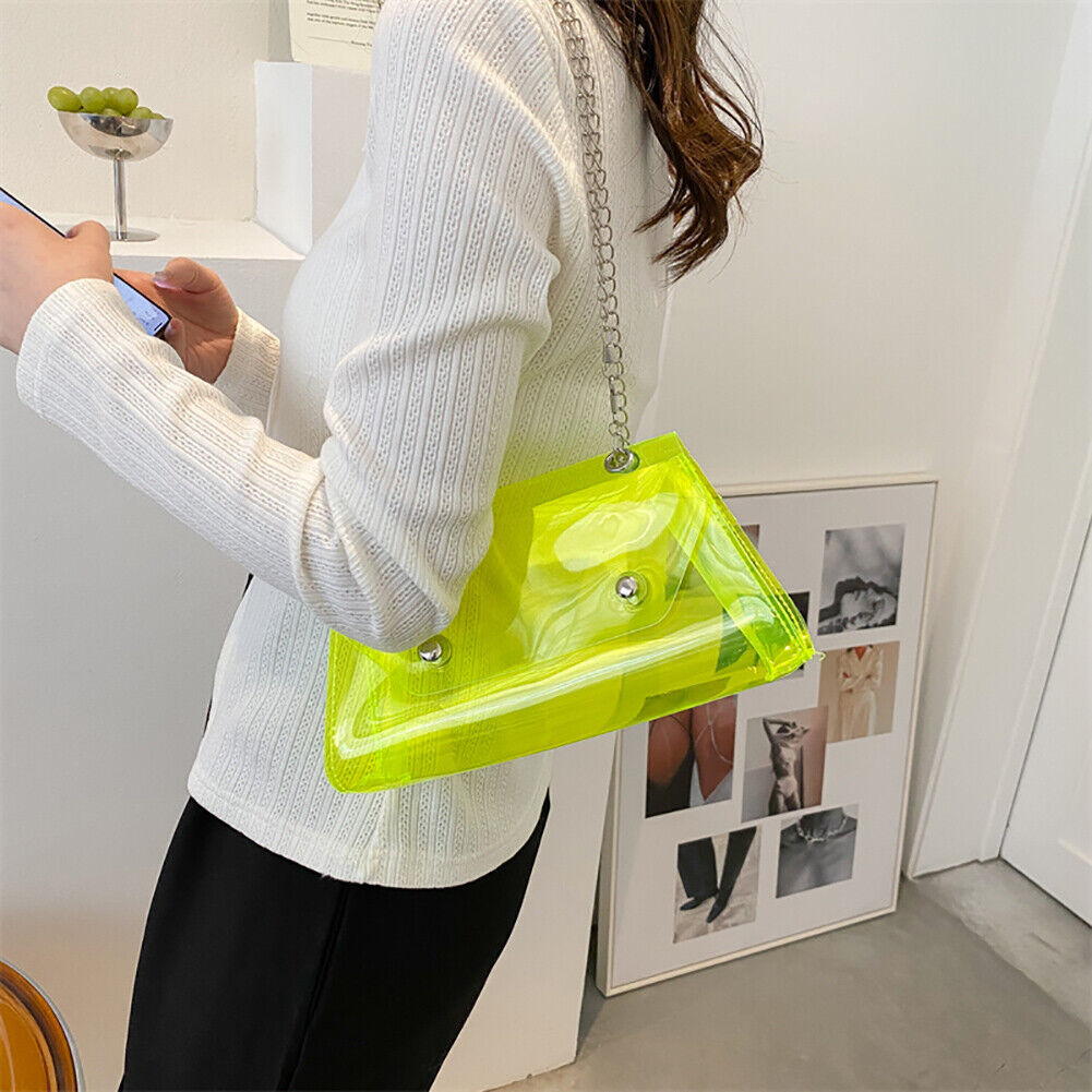 Candy Color Crossbody Bag Shoulder Women Chain PVC Jelly Purses (Yellow)