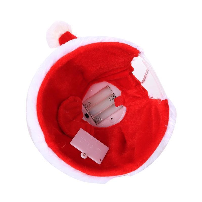 Christmas Hat Singing Dancing Plush Santa Cap Holiday Props Xmas Party Decor