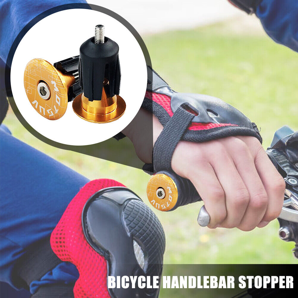 2pcs Aluminum Bicycle Handlebar Bar End Plugs for MTB Folding Bike (Yellow)