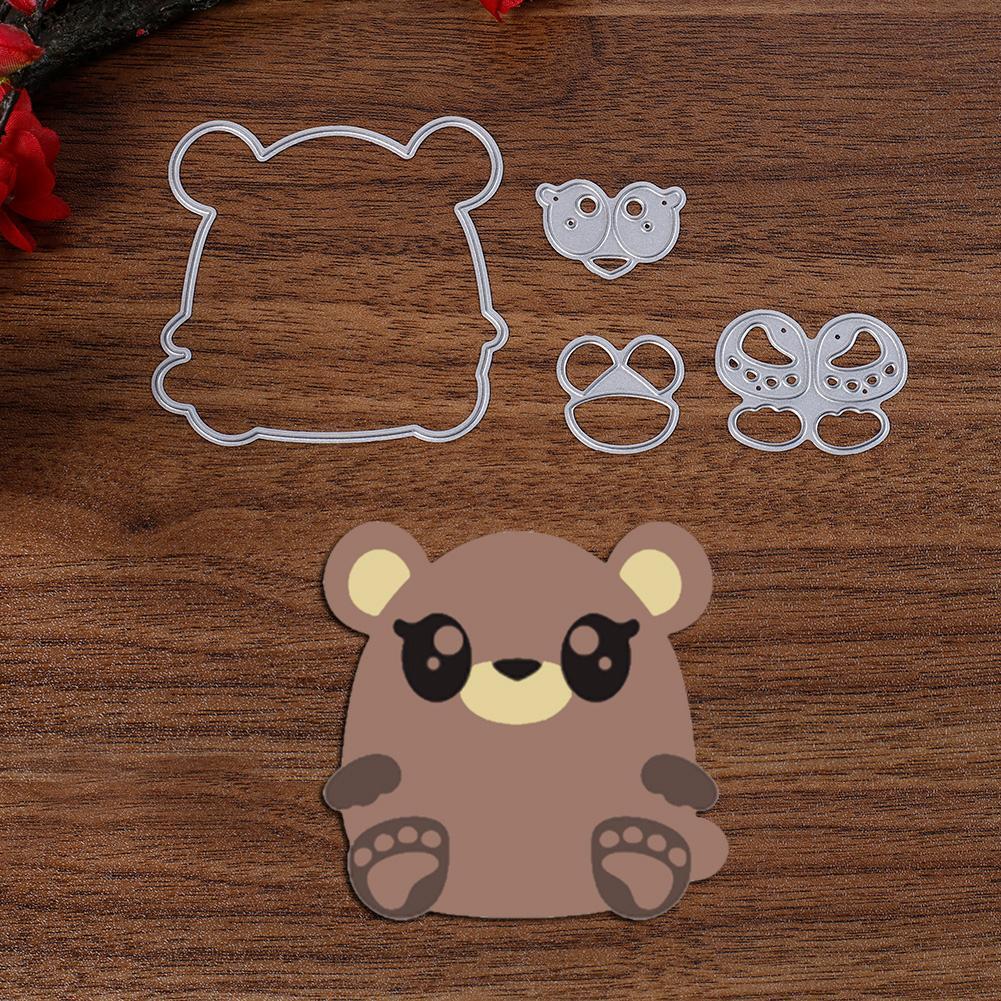 4pcs DIY Bear Cutting Dies Embossing Stencil for Scrapbooking Photo Album