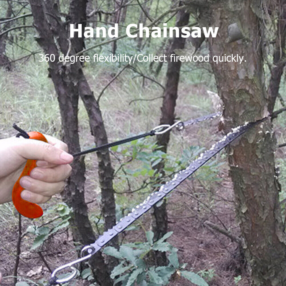 Pocket Hand Chainsaw Survival Camping Hiking Wood Cutting Chain Saw (Red)