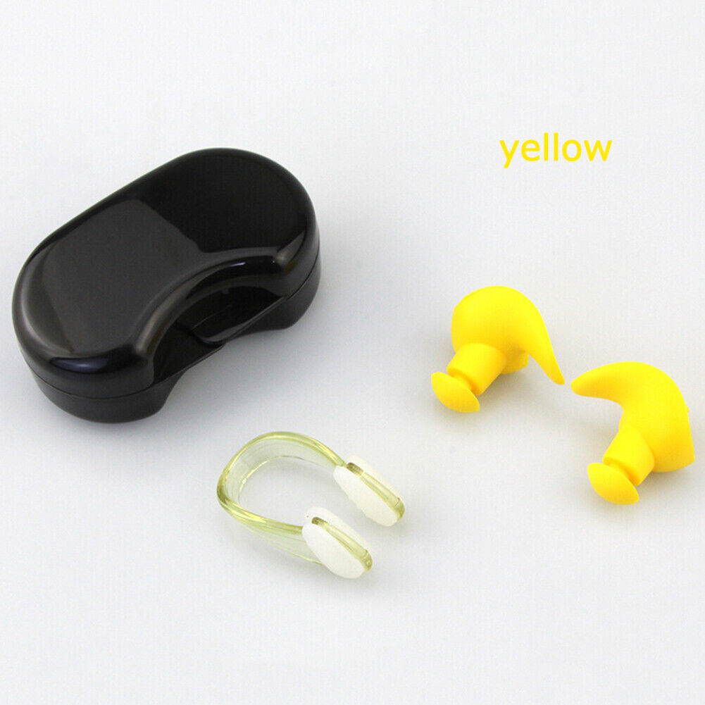 Soft Silicone Swimming Earplugs Nose Clip Set Soundproof Ear Plugs (Yellow)