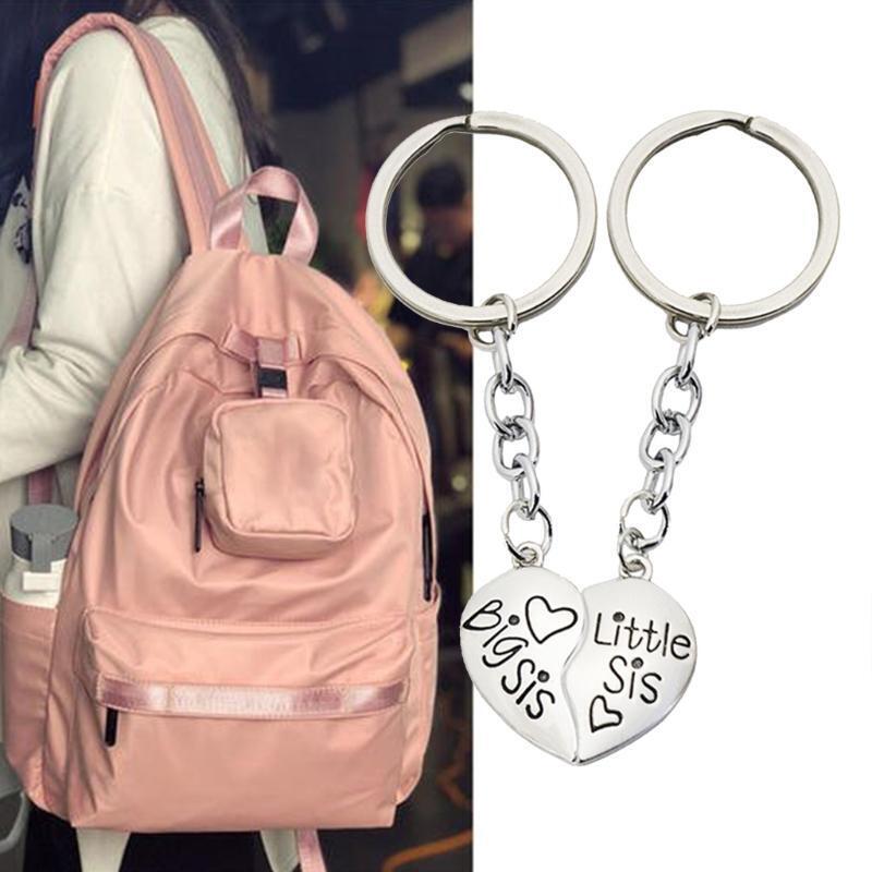 2 PCS Heart Broken Keyring Keychain Big Sis Little Sis for Sister Best Friends