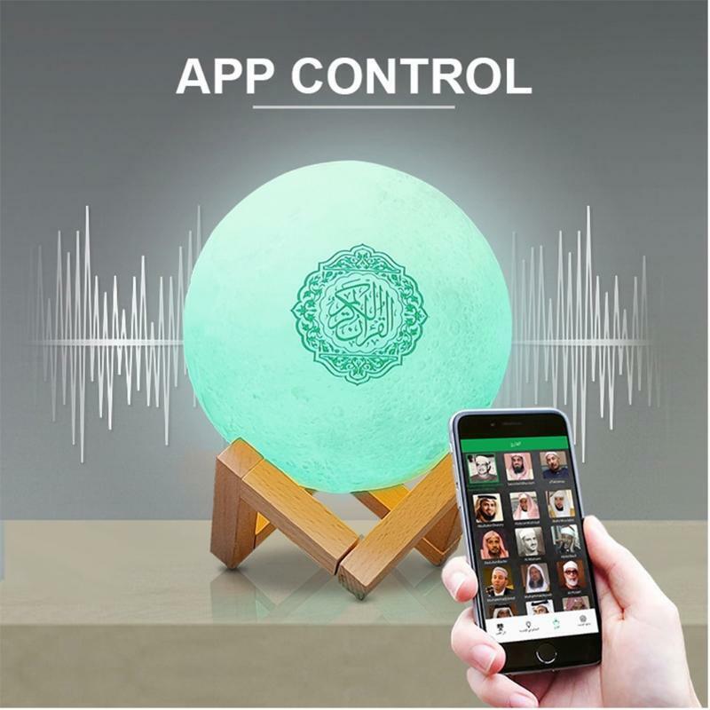 Bluetooth-compatible Quran Speaker Moon Lamp with Stand Smart APP Control
