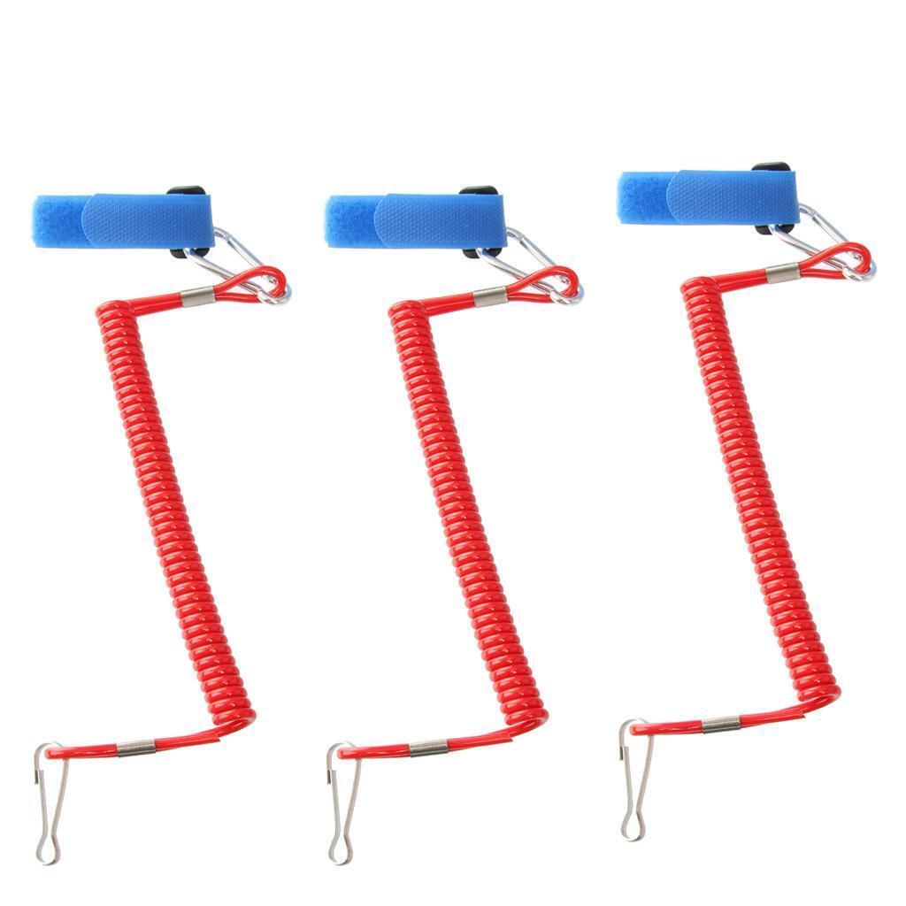 3Pcs Kayak Canoe Boat Elastic Plastic Fishing Rod / Paddle Leash