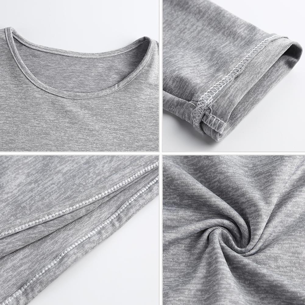 Women Casual Long Sleeve T-shirt Irregular Hem Tops Street Wear (Grey L)