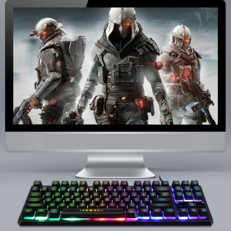 GK-10 Wired 87 Keys Mechanical Gaming Keyboard RGB Backlit for PC Gamer