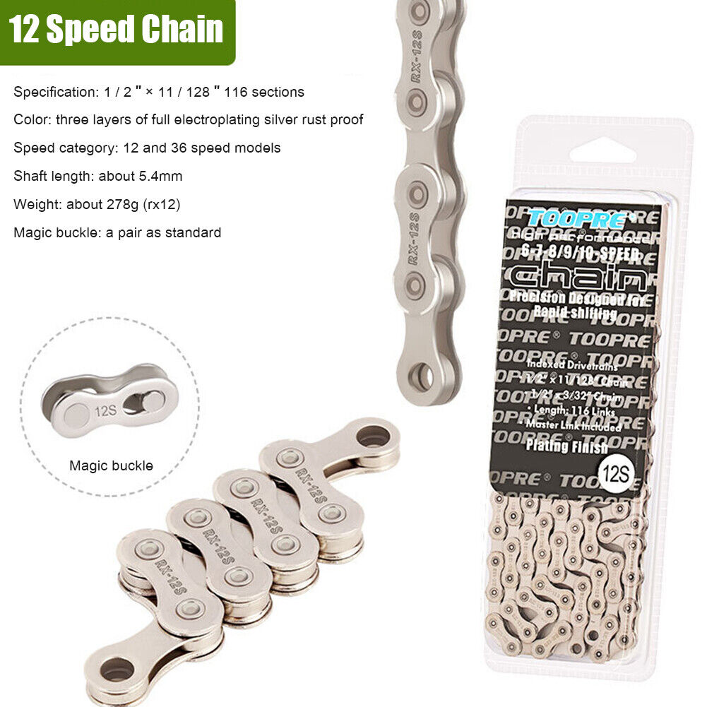 Carbon Steel 12-Speed 116-Link Bike Chain Wear-Resistant Cycling Chains