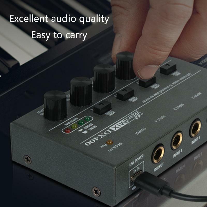 Ultra Compact DX400 Audio Mixer KTV Karaok 4 Channel Professional Sound Mixer