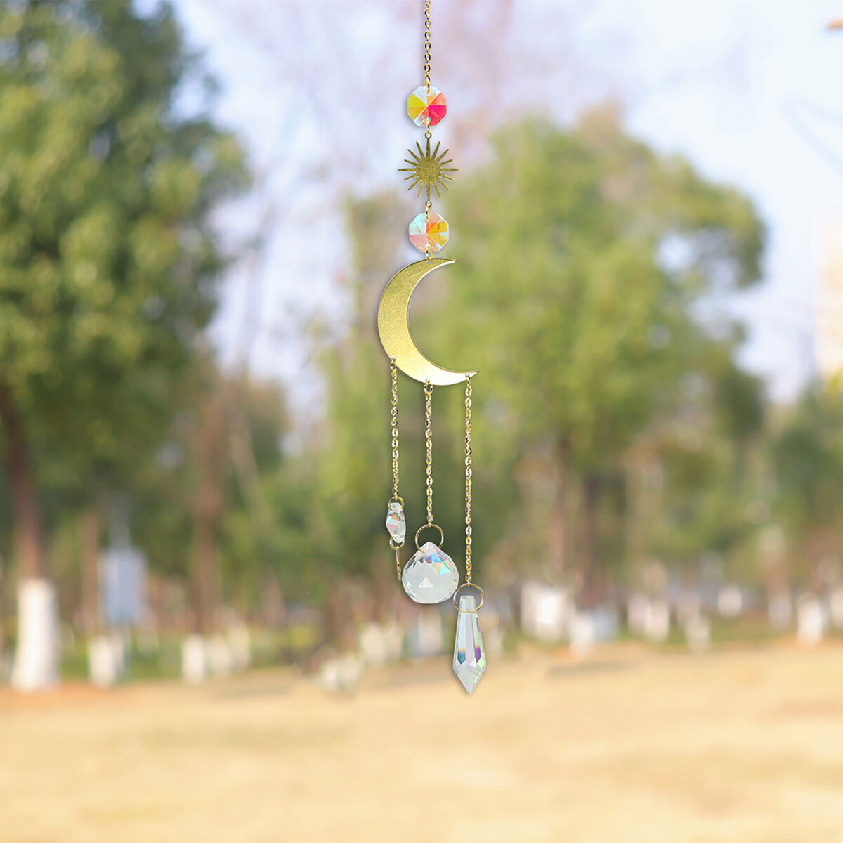 Crystal Ornaments - 4 Pieces Hanging Drop Ornaments Sets Decoration - Moon
