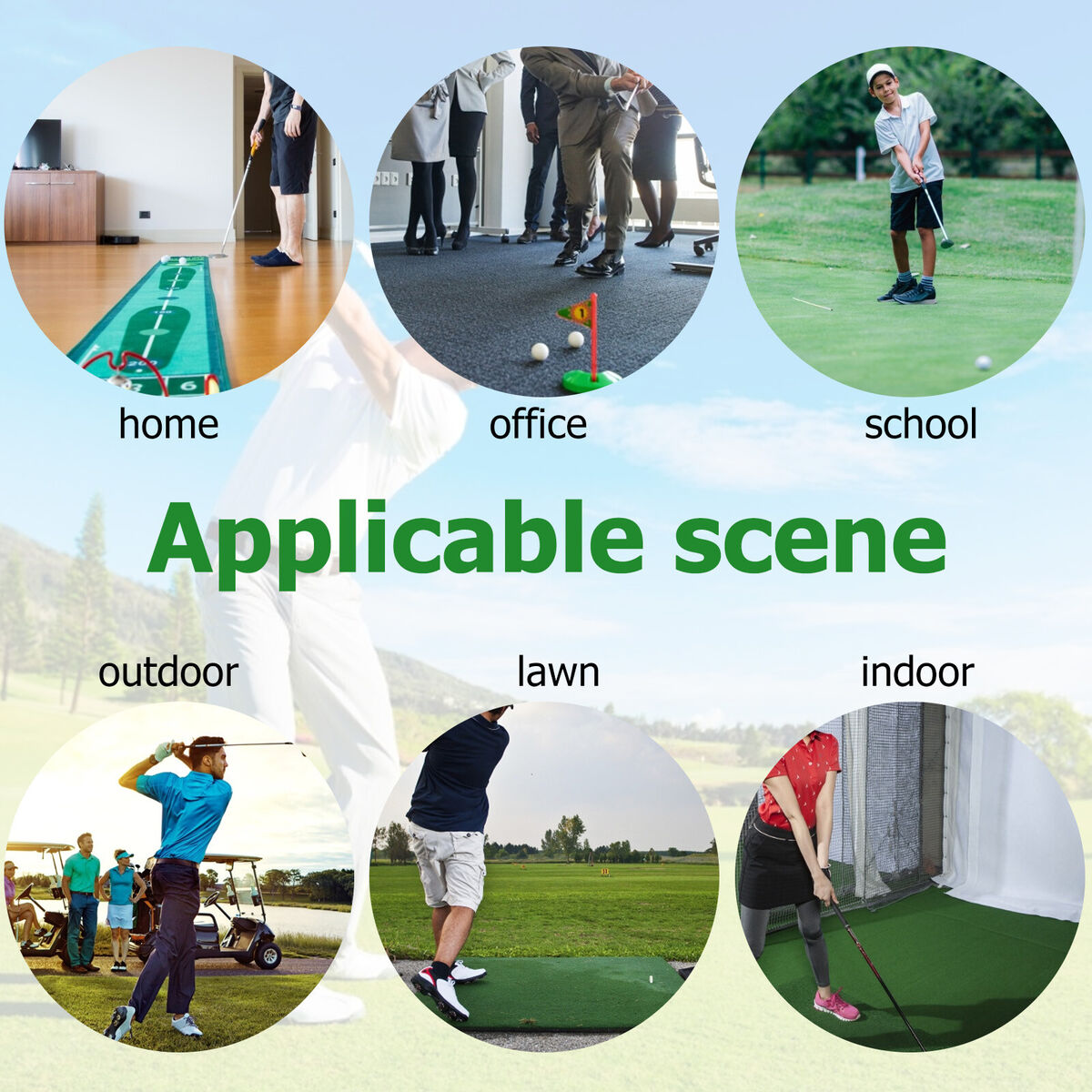 Golf Putting Training Mat, Batting Practice Aid Rug for Swing Detection