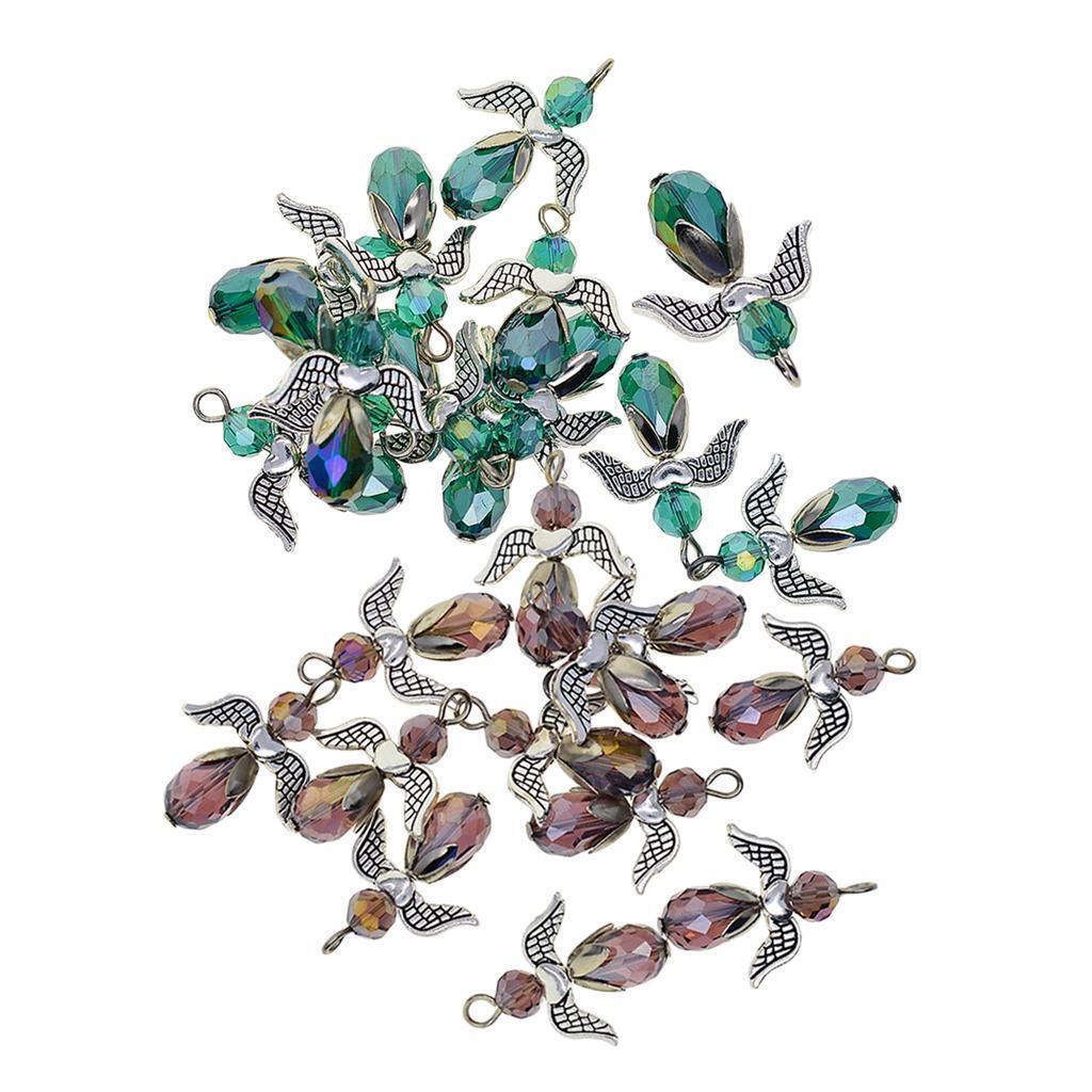 24pcs Crystal Faceted Angel Charms Shinning Fairy Pendants Ornaments Crafts