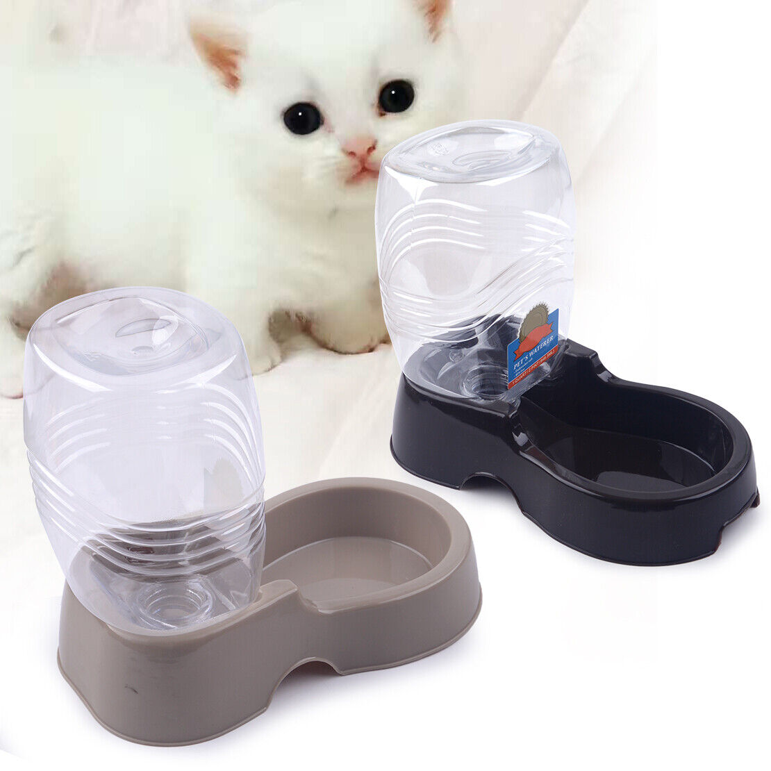 1x Automatic Pet Dog Cat Puppy Water Food Feeder Fountain Bowl Dish Dispenser Li