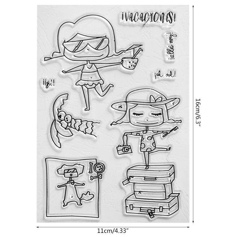 Travel Girl Silicone Clear Seal Stamp DIY Scrapbooking Embossing Photo Album Art