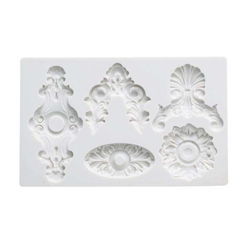2 Pieces Baroque Style Lace Fondant Silicone Mold for Cake Cupcake Jewelry Decor