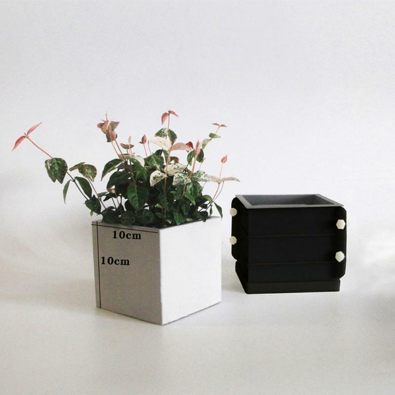 4 inch Sqaure Concrete Flower Pot Silicone Mold Succulent Planter Silicone Mold