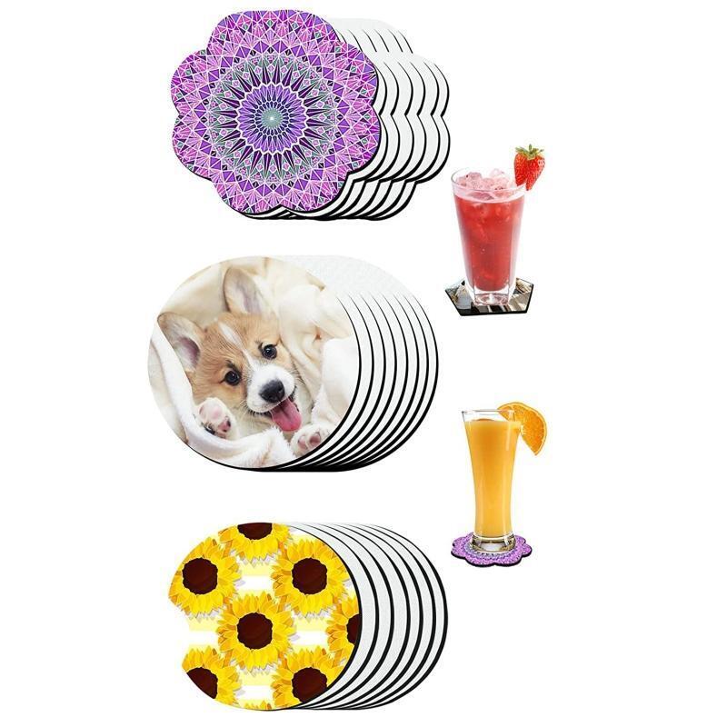 42 Pcs Sublimation Coasters Heat Transfer Blank Cup Mat Waterproof for DIY Decor