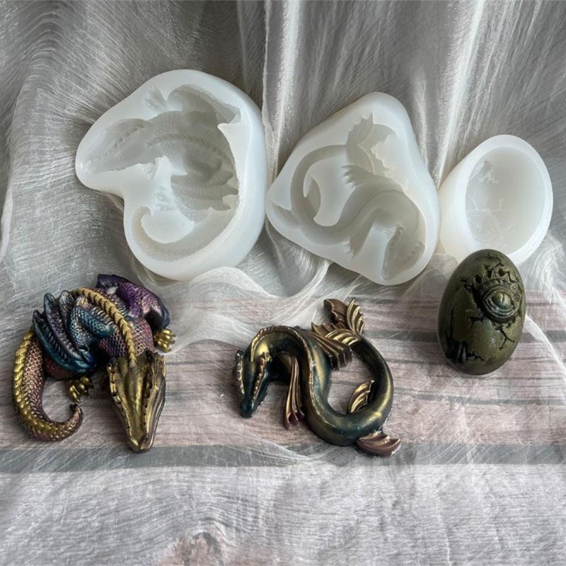 Sleepy Dragon Jurassic Dinosaur Water Dragon Egg Silicone Mold for Diy Crafts