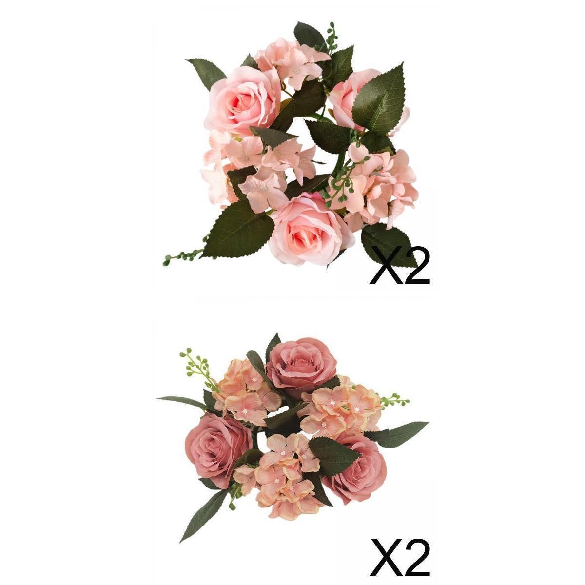 4pcs 7.87in Candle Rings Wreath Decor Flower Garland Halloween Farmhouse