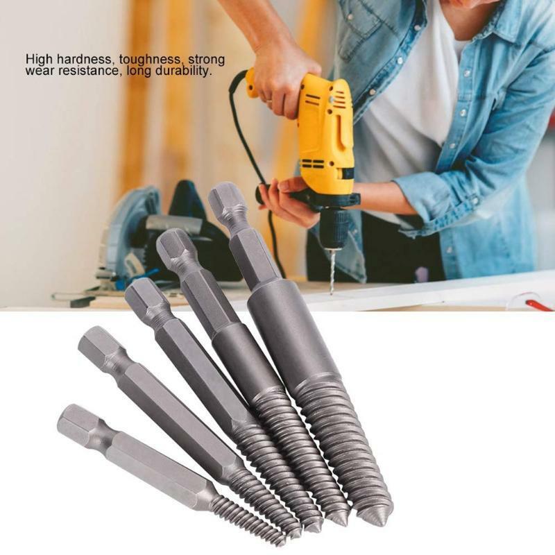 Broken Screw Remover Set Hex Shank Fine Teeth Damaged Bolts Removal Tool 5 Pcs
