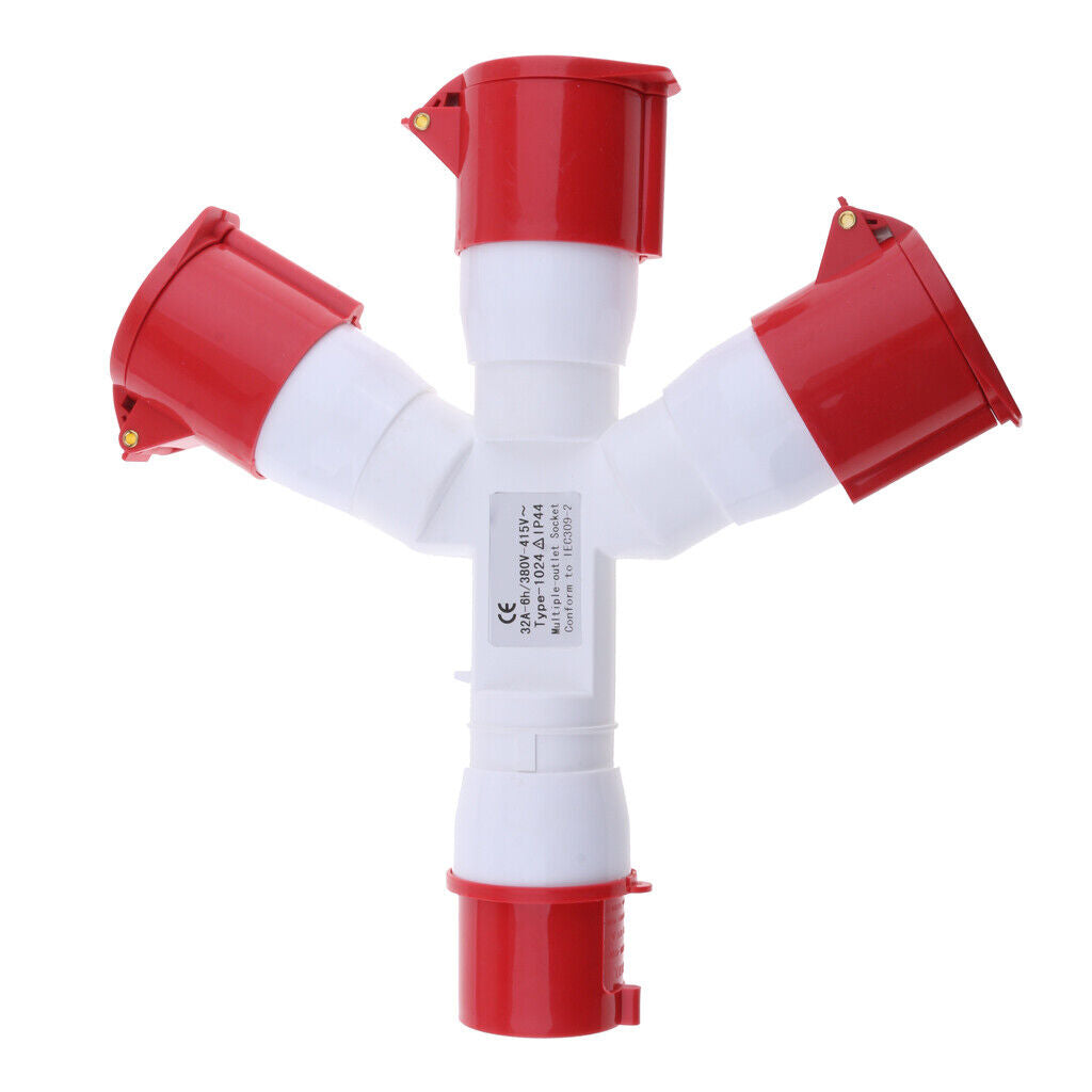 380V 32Amp  Industrial  Socket  Splitter Waterproof 3P+E