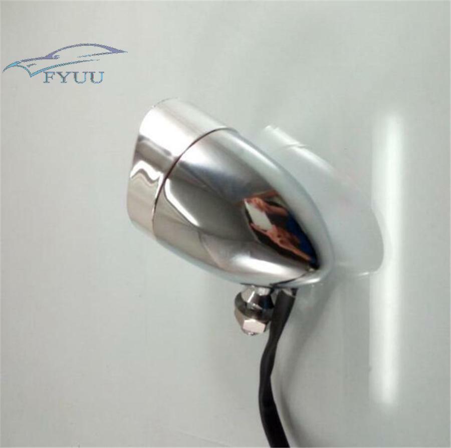 Tail Brake Light 12V Chrome Bullet Red Rear Stop Brake Metal Body Warning Lamp