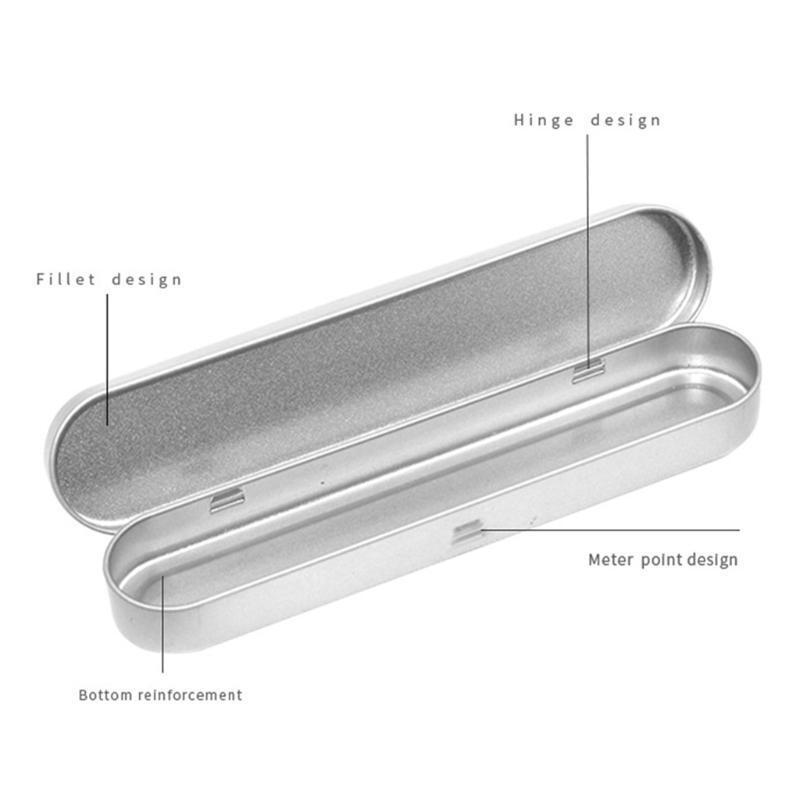 Small Pencil Case Rectangular Empty Hinged Tins Box Containers Storage Case