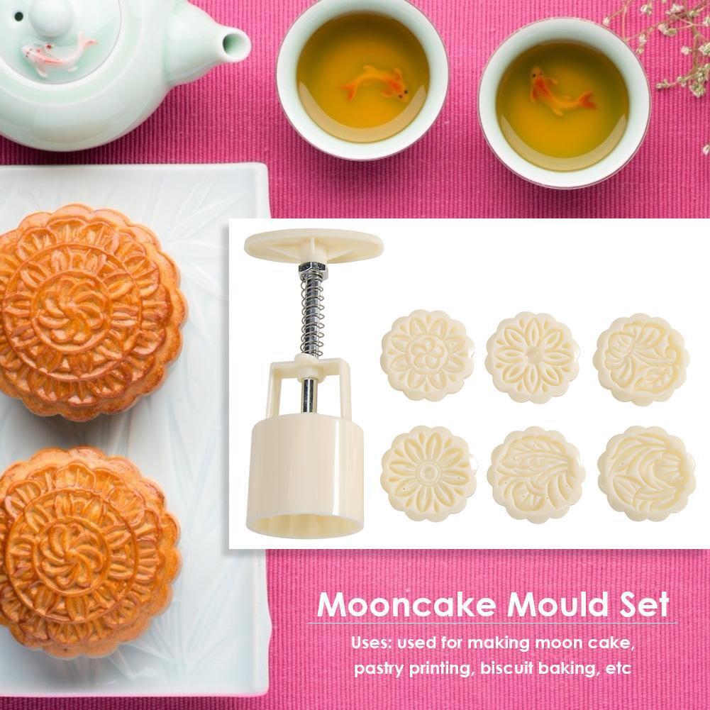 Ice Mooncake Mold Plant Print Hand Pressed Mid-autumn Festival Baking Tool