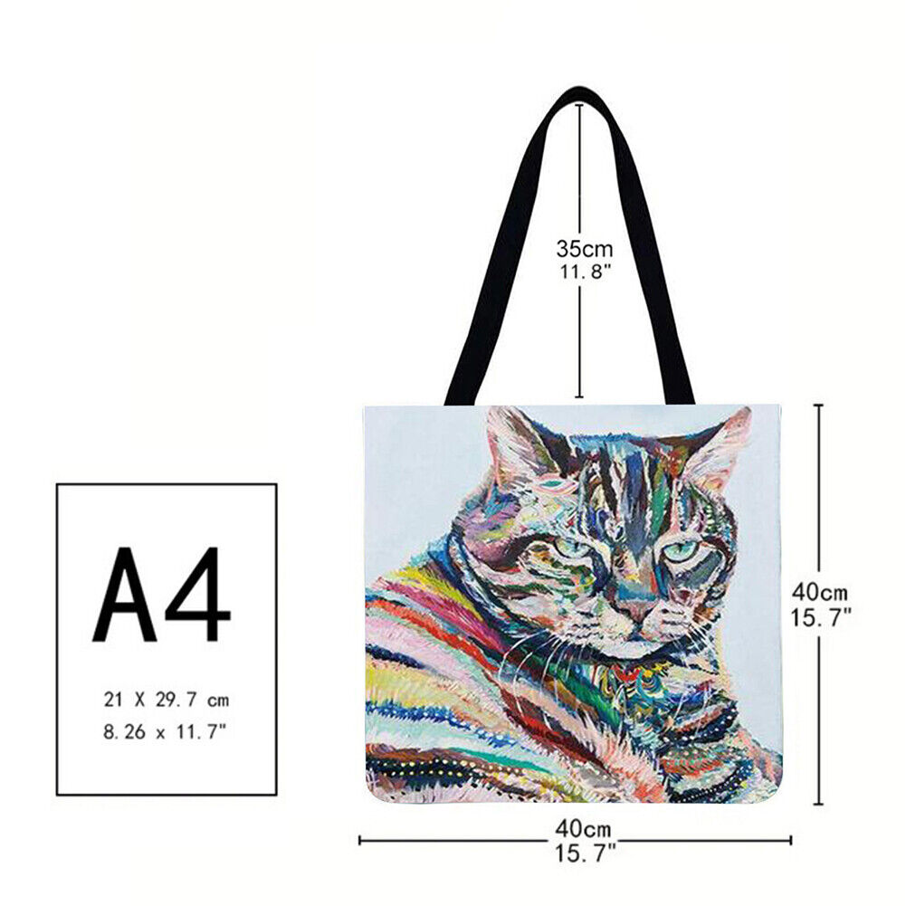 Colourful cat Printed Shoulder Shopping Bag Casual Large Tote Handbag