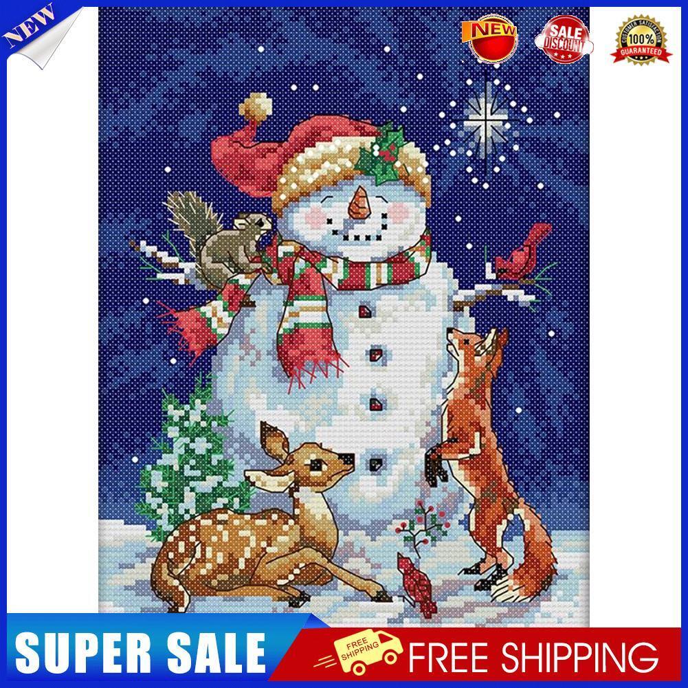 Midnight Snowman Full Cross Stitch 11CT Counted DIY Needlework Home Decor