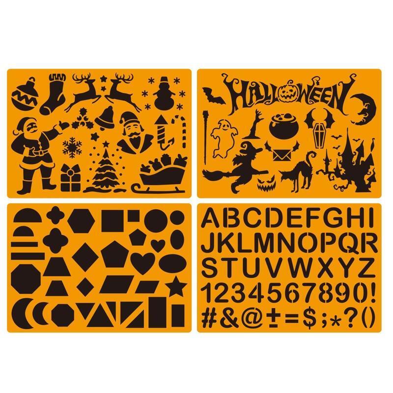 24 Pcs Graffit Painting Templates Hollow-out Letters Numbers Graffiti Stencils