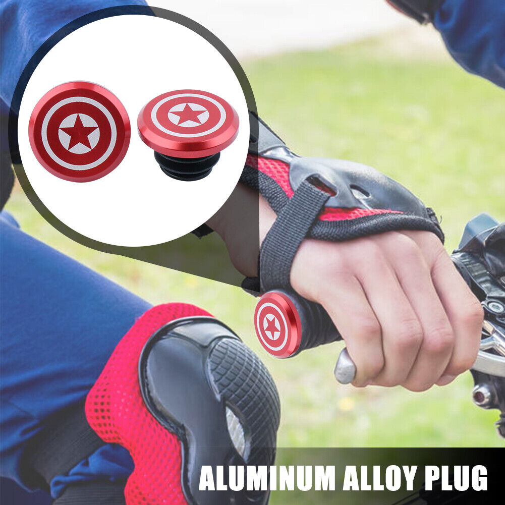 2pcs Aluminum Handlebar End Caps Plugs for MTB Road Folding Bike (Red 2)