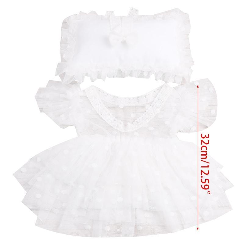 Newborn Photography Clothing Bow Headband+Dress+Pillow 3Pcs/set Baby Girl Gift