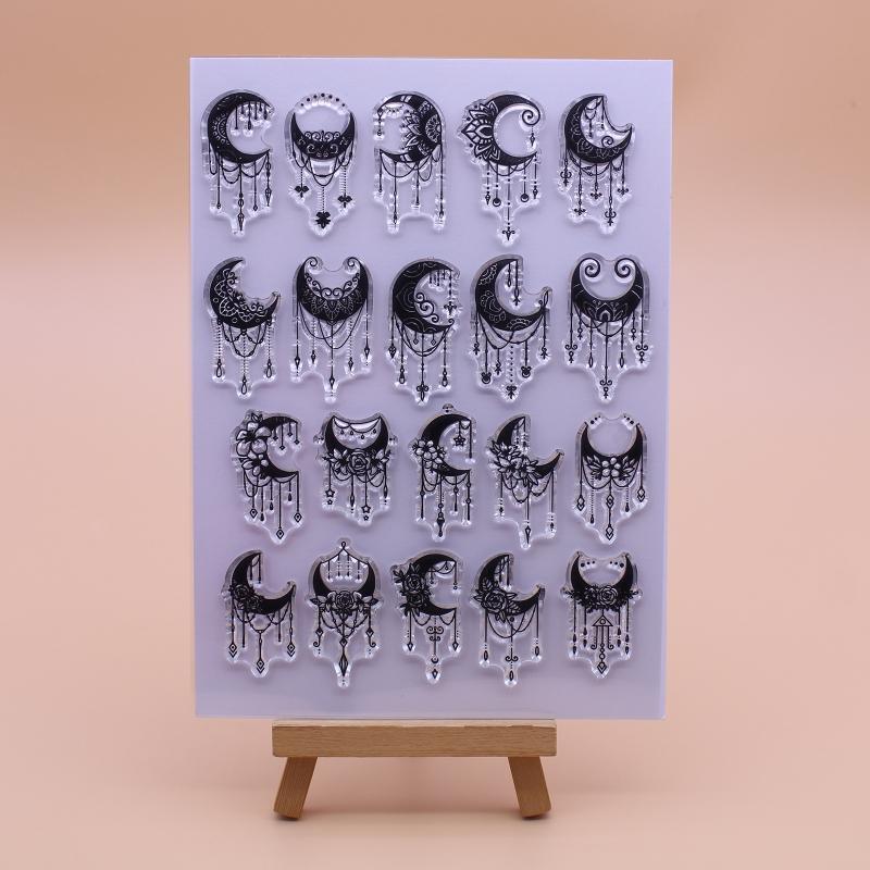 Moon Flower Star Clear Stamp Seal Handmade Crafts Embossing Decor