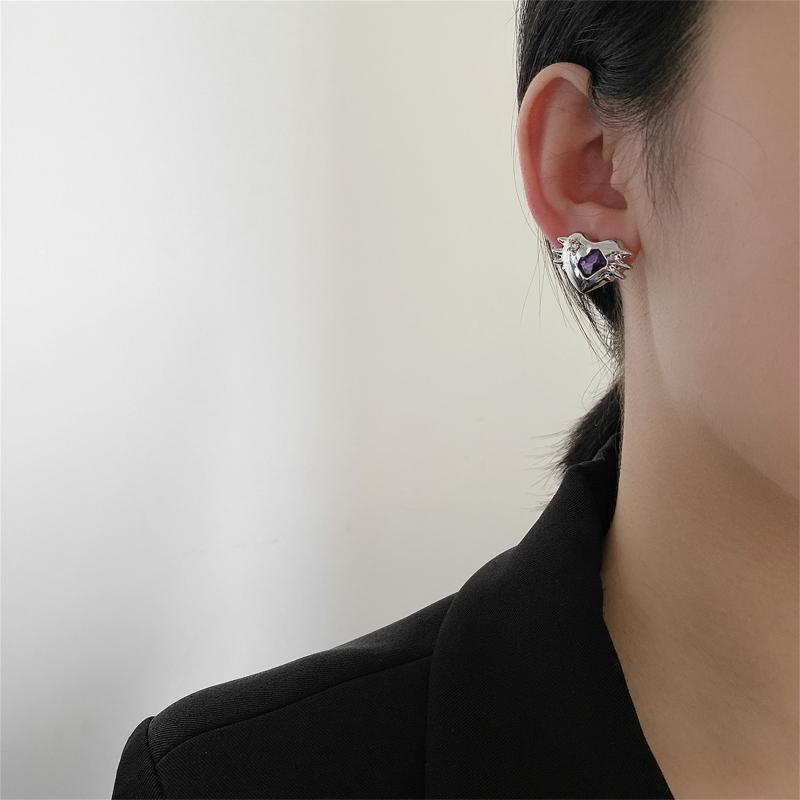 Diamond Inlaid Zircon Ear Studs Simple Popular Earrings Birthday Gift for Women