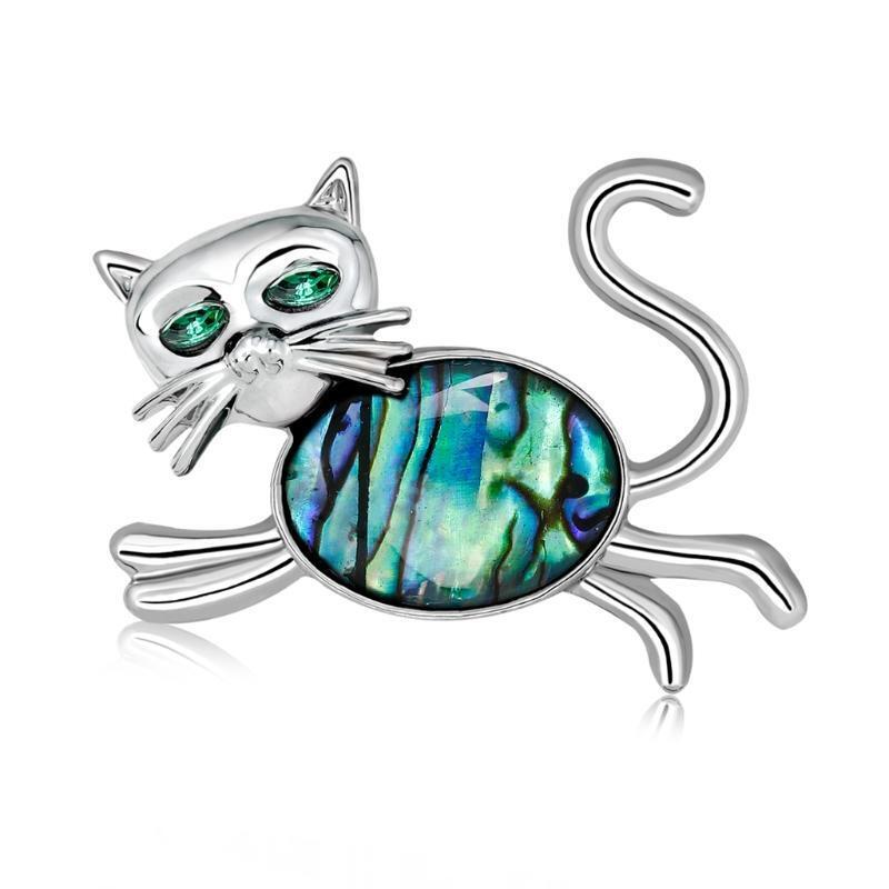 Cute Cat Shell Cartoon Brooch Collar Pin Corsage Animal Badges Dress Accessories