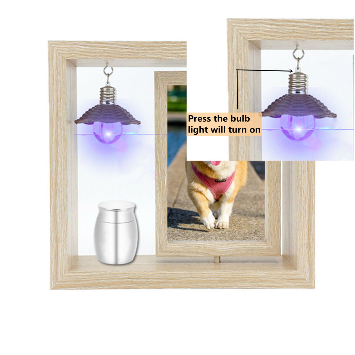 Urns Pet Photo Frame Ashes Holder Wooden Urn for Ashes Memorial Picture Frame