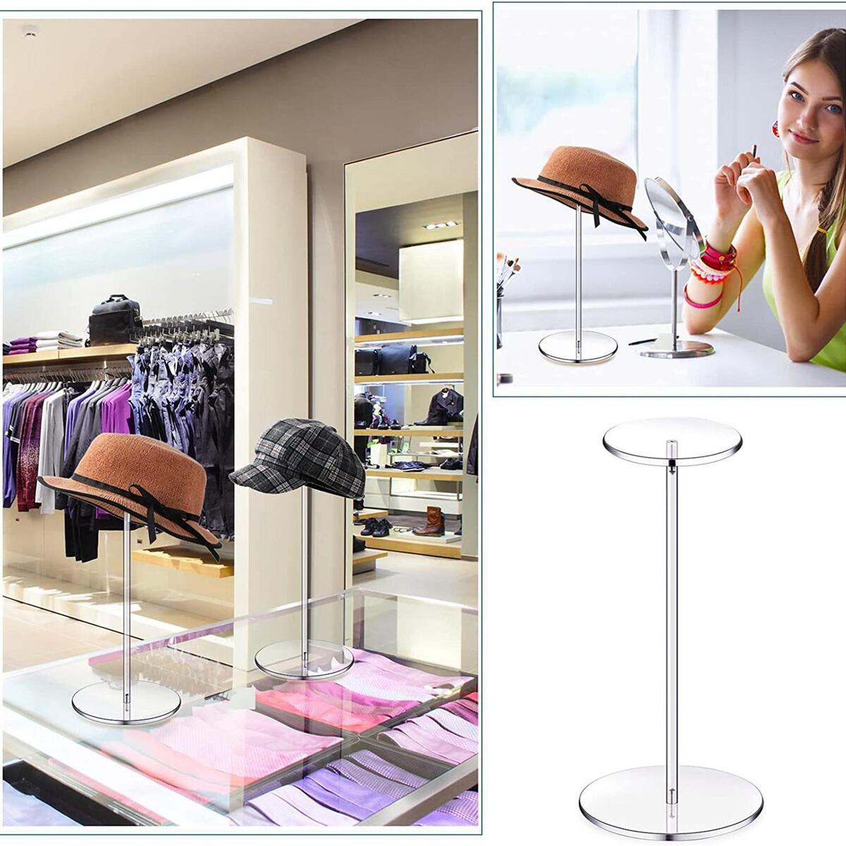 Acrylic Hat Stand Free Standing Storage Stand Wig Display Holder Decoration