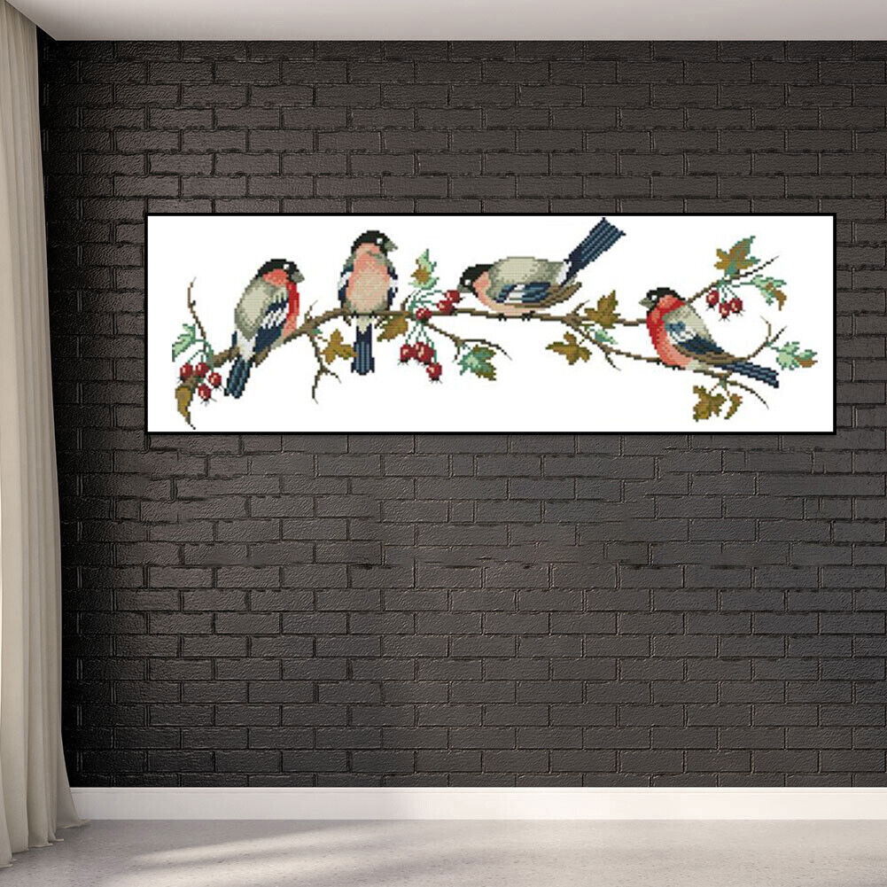 11CT Full Cross Stitch Bullfinch Stamped DIY Animal Printed Wall Art Crafts