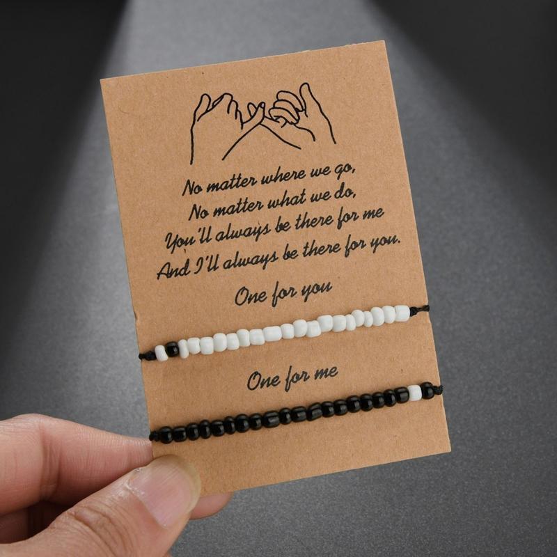 2x Matching Bracelets for Him and Her Long Distance Bracelets Cute Xmas Gifts