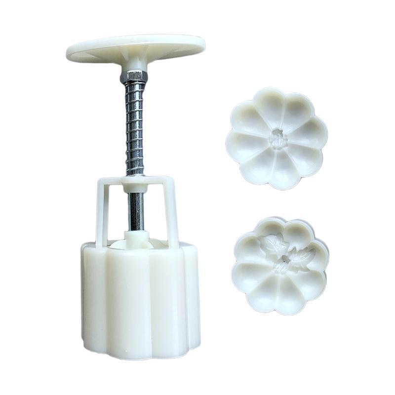 Eight Petal Pumpkin Round Moon Cake Mould 65g Hand-Pressure 2 Stamps Mooncake