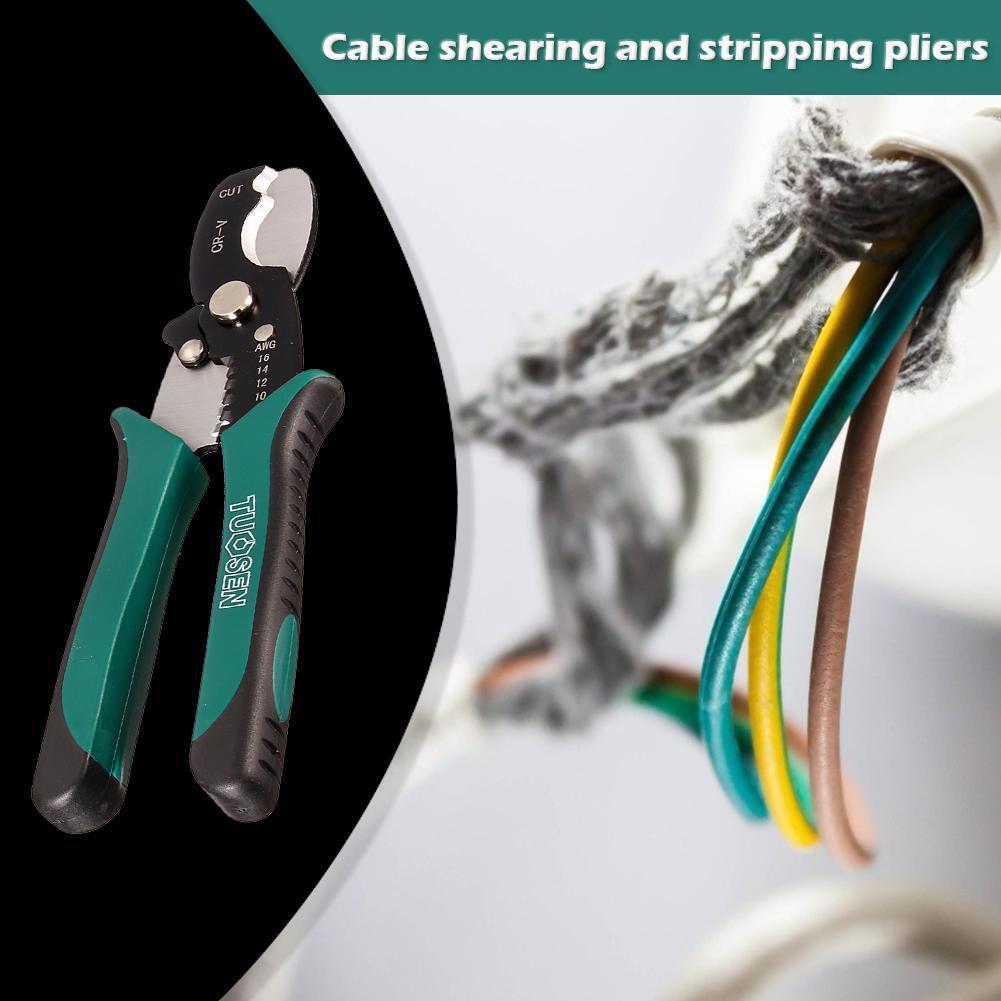TUOSEN 8 inch Wire Stripper Cable Cutting Scissors Stripping Pliers Cutter