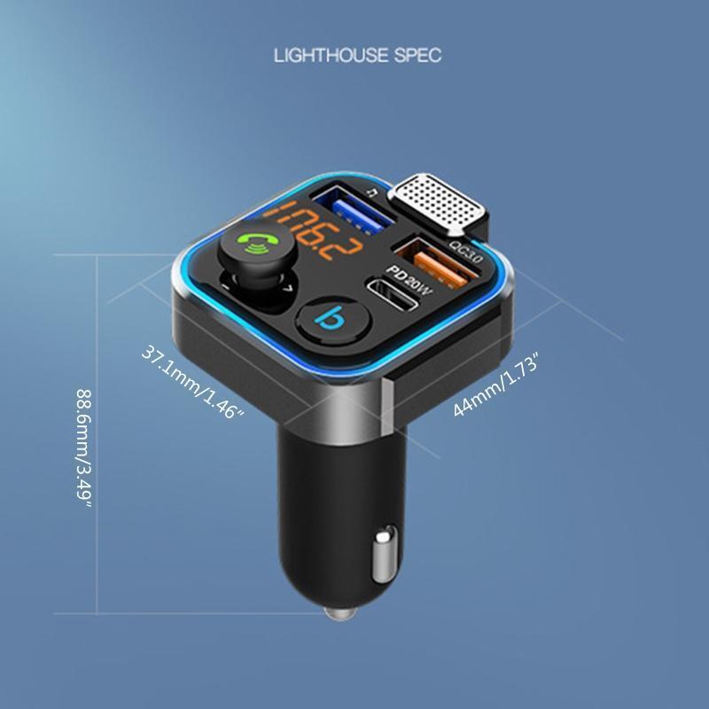 USB QC3.0 PD20W Adapter AUX Audio Stereo Music Player Car Receiver Noise Cancell