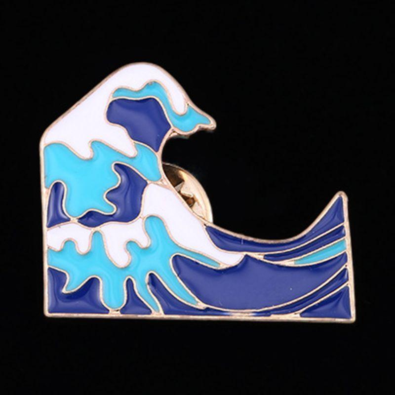Blue waves Enamel Brooch Pin  Cartoon Metal Brooch for Coat Jacket Bag Pin for