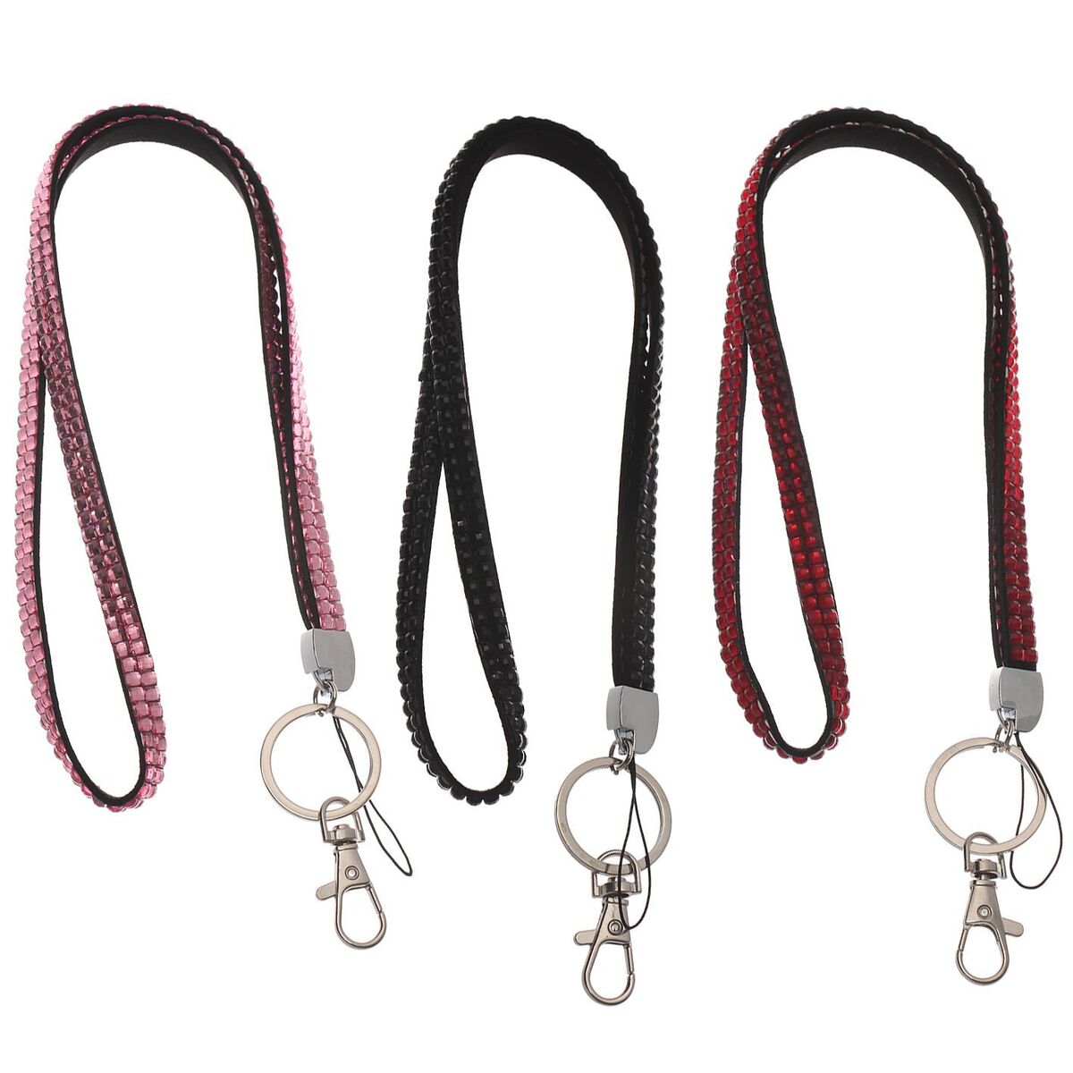 Rhinestone Card Holder Retractable Hanging Rope Lanyard Neck Strap Necklace