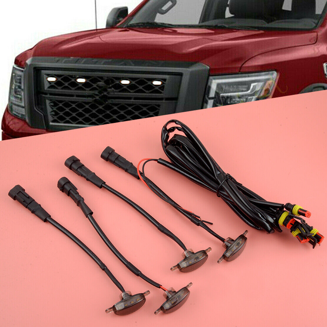 4pcs LED Front Bumper Grille Smoked Running Light fit for Ford F150 F350